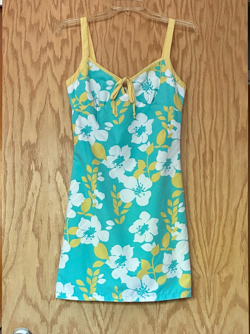 Vintage Floral Turquoise, White, & Yellow Reversible Dress